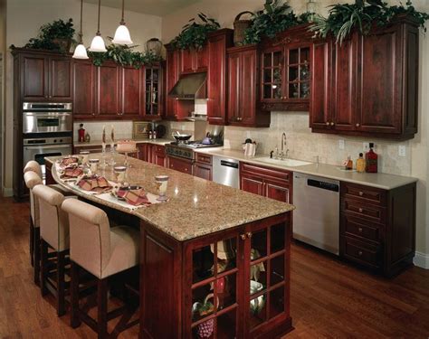 Cherry Kitchen Cabinets With Black Appliances Cherry Kitchen Cabinets