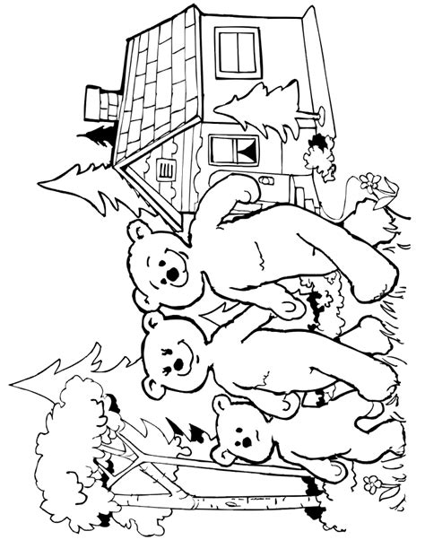 Goldilocks Coloring Page | Three Bears Leaving The Cottage