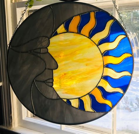 Sun And Moon Stained Glass Sun Catcher Etsy