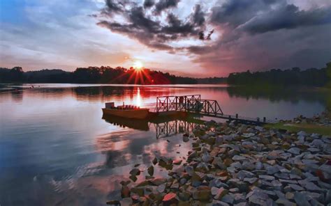 Hd Pretty Lake Sunset Wallpaper Download Free 52247