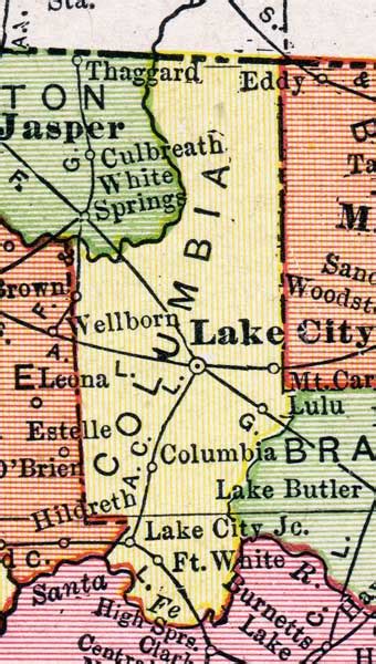 Map Of Columbia County Florida 1917