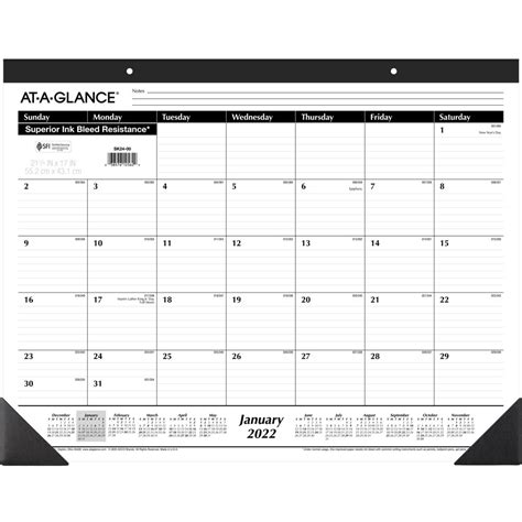 At A Glance 2022 Monthly Desk Pad Calendar Large 2175 X 17