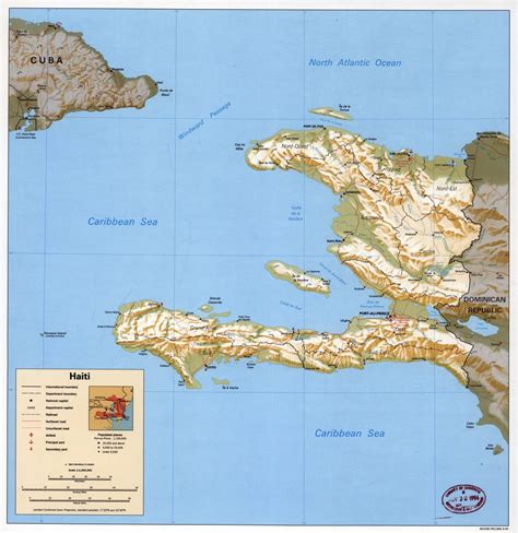 Large Political And Administrative Map Of Haiti With Relief Roads