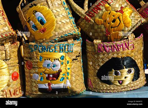 Souvenirs In Local Straw Craft Market Freeport Grand Bahama Bahamas