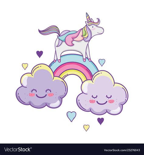 Cute Unicorn And Clouds Royalty Free Vector Image