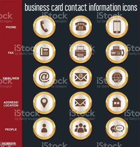 Business Card Contact Information Icons Collection Stock Illustration