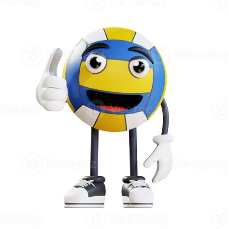 Free Volleyball Mascot Giving Thumbs Up 3d Character Illustration