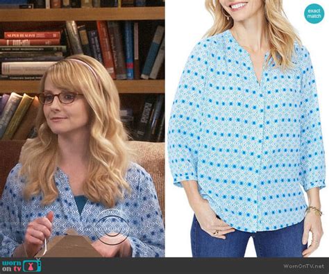 Wornontv Bernadettes Blue Medallion Print Blouse On The Big Bang