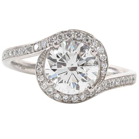 Unique Diamond Swirl Platinum Engagement Ring For Sale At 1stdibs
