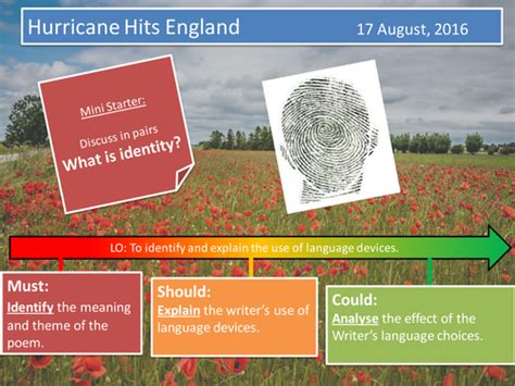 In the poem, nichols talks about how the arrival of a hurricane in england reminds her of her south american heritage. Hurricane Hits England- Grace Nichols | Teaching Resources