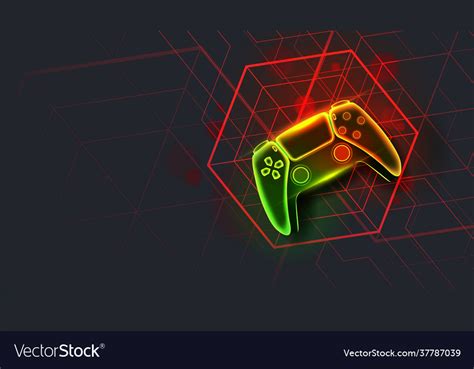 Neon Game Controller Or Joystick For Game Console Vector Image
