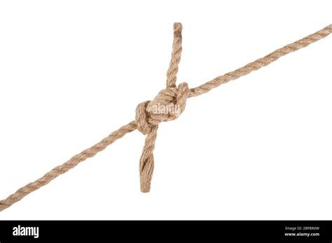 Another Side Of Hunters Bend Knot Joining Two Ropes Isolated On White