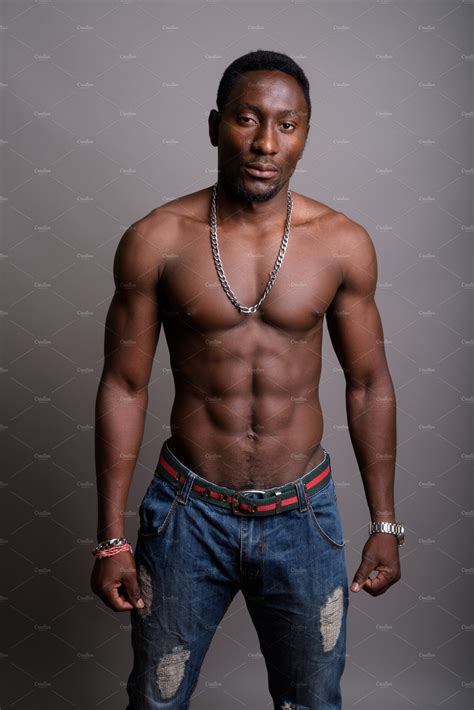 Young Handsome African Man Shirtless High Quality People Images ~ Creative Market