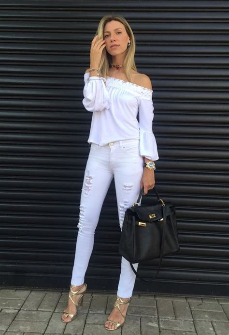 Como Ser B Sica Com Jeans Branco Guita Moda