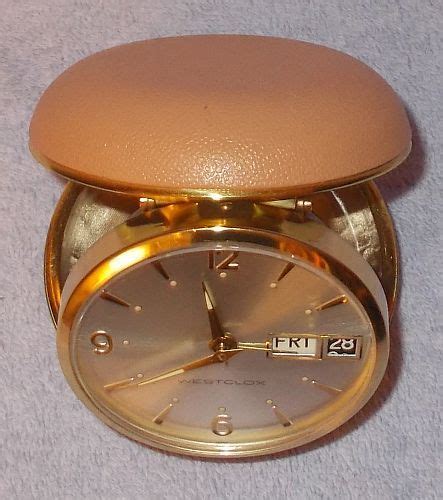 Vintage Westclox Travel Alarm Calendar Wind Up Clock In Fold Up Case