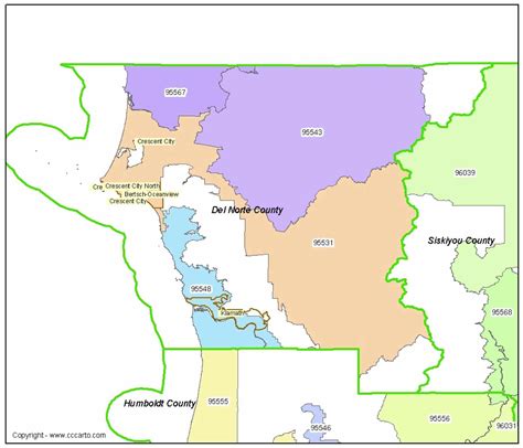 Del Norte County Zip Code Map - Crescent City, CA Zip Codes
