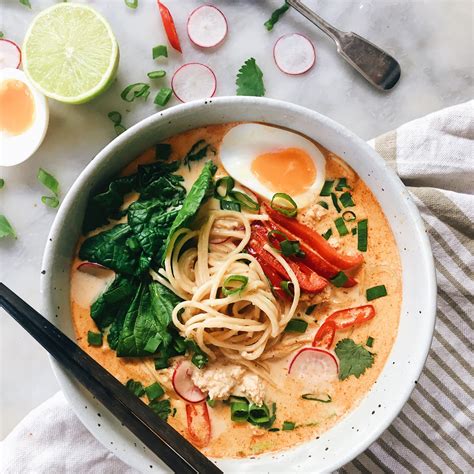 Thai Red Curry Noodle Soup Ramen Style The Healthy Hunter