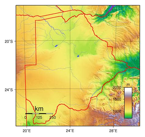 Botswana Physical Features Map
