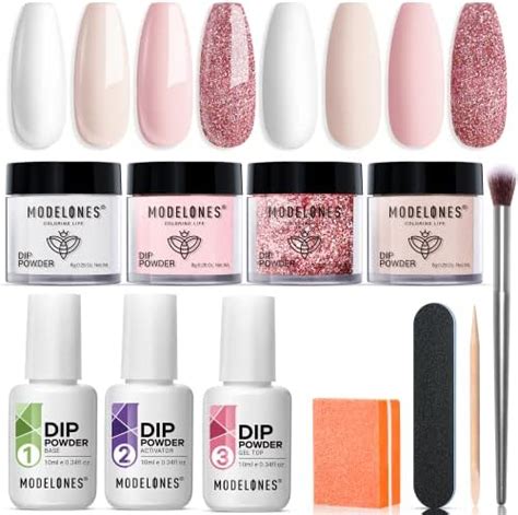 Amazon Com Modelones Dip Powder Nail Kit Starter Colors Nude Pink