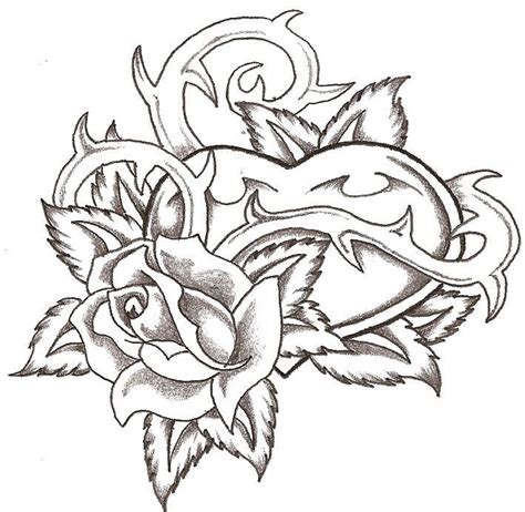 Heart And Rose By Thelob On Deviantart Roses Drawing Heart Drawing