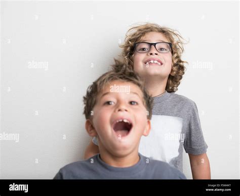 Boys Making Silly Faces Stock Photo Alamy
