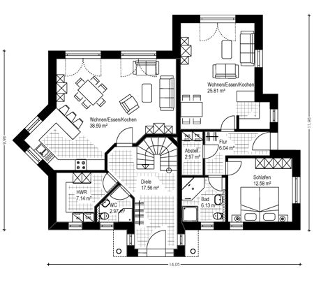 In der gesamtfläche des hauses sind 5,29 m² nutzfläche enthalten. www.massivhaus-musterhaus.de massiv-fertighaus-ennigerloh ...
