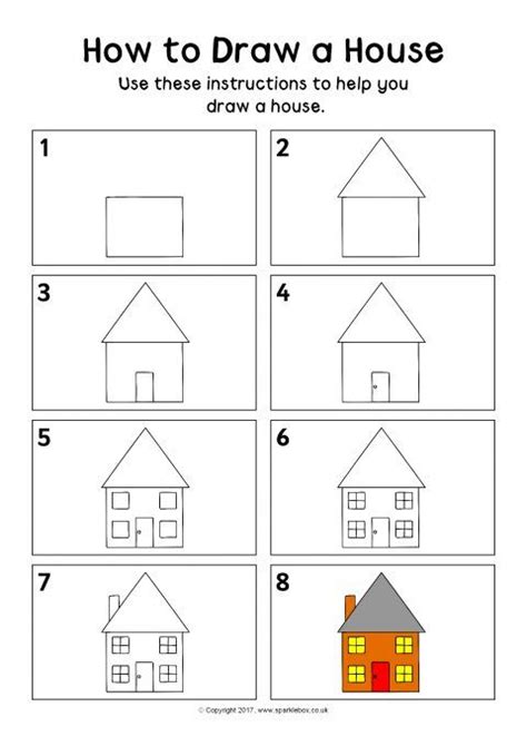 How To Draw A House Instructions Sheet Sb12162 Sparklebox Drawing