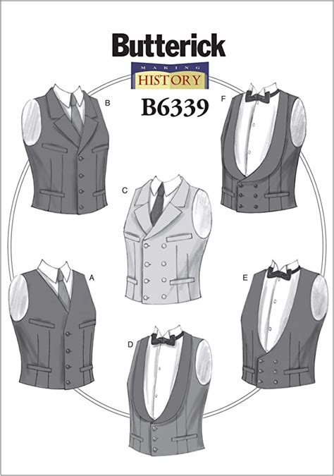 Butterick Patterns B6339 Single Or Double Breasted Vests Xm Small
