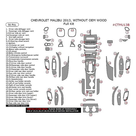 However, it has sharper and more aggressive contours. Remin® - Chevy Malibu 2013 Full Dash Kit