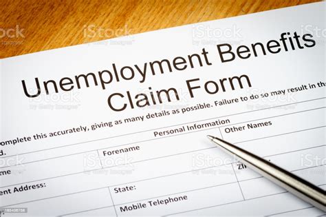 The individual is an office worker; Unemployment Benefits Claim Form Stock Photo - Download ...