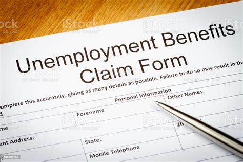 Make sure to include any documentation your insurer requests, such as a police report. Unemployment Benefits Claim Form Stock Photo - Download ...