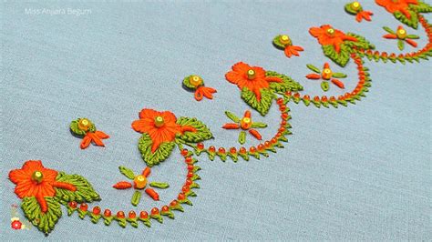 Floral Border Embroidery Design Single Border Design Beaded