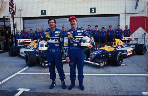 Riccardo Patrese And Nigel Mansell Pose In Front Of Their Hugely Successful Williams Fw14b S