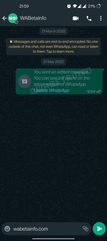 Whatsapp Testing Edit Option For Text Messages