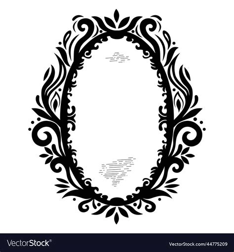 Hand Drawn Mystical Mirror With Decorative Frame Vector Image