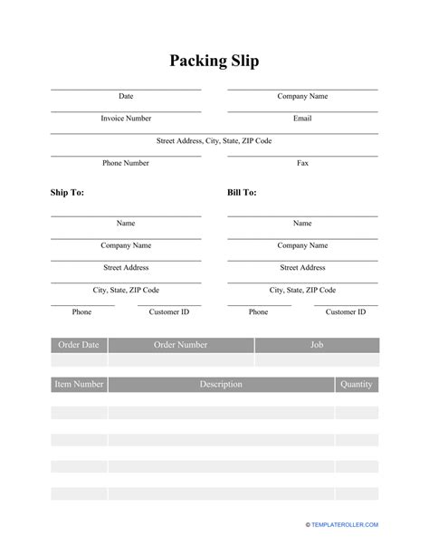 Printable Packing Slip Form Printable Forms Free Online Free Word