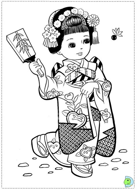 Download and print these japan coloring pages for free. Japanese Girl Coloring page - DinoKids.org