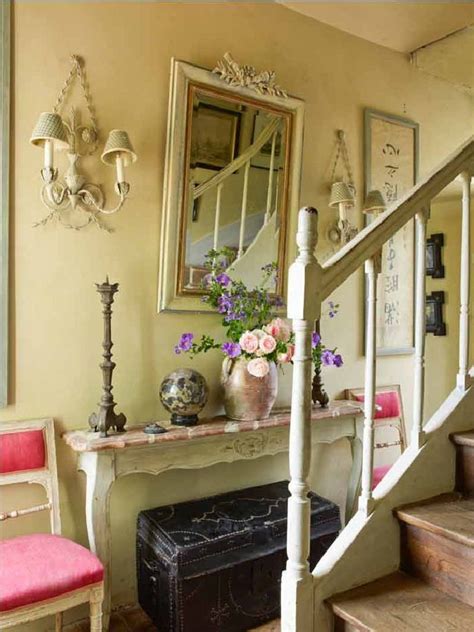 Graceful French Foyer With Pink Accents ~ David Hare Design Country
