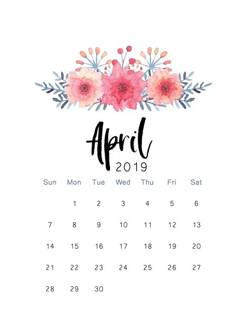 April Aesthetic Calendar Printable Calendar