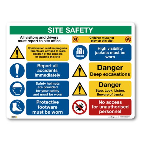 Pool safety signage flex banner pool rules sign (24x36 inch pool rule). Construction Site Safety Signs and Stickers - 3 Signs