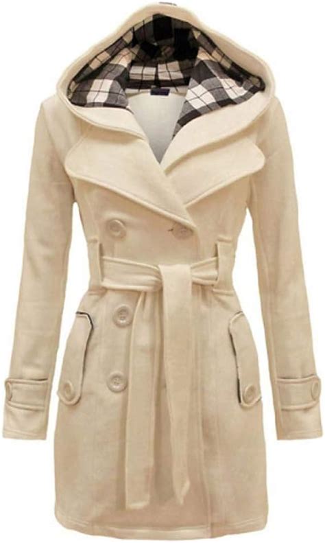 Zcvb Women S Fall And Winter Classic Double Breasted Belted Waist Coat Plus Size Women Trench