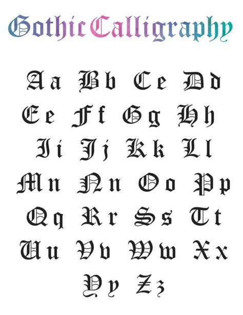 Free Printable Gothic Calligraphy Alphabet Freebie Finding Mom Lettering Alphabet
