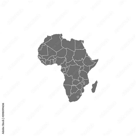 Africa Map With Country Borders Vector Illustration Stock Vector
