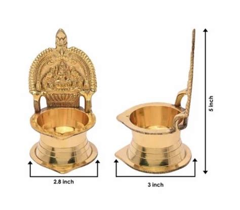 Round Pooja Brass Kamakshi Diyas For Puja Size 5x25x3 Inches At