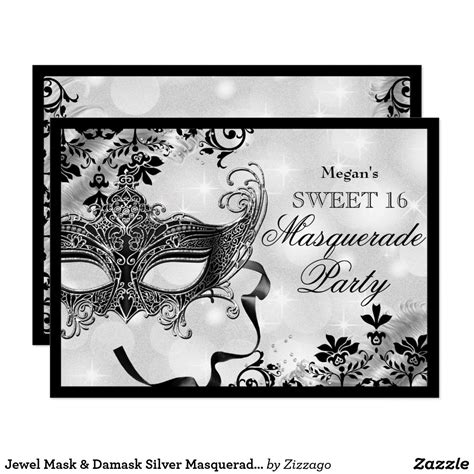 jewel mask and damask silver masquerade sweet 16 invitation zazzle sweet 16 invitations gold