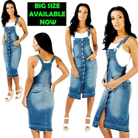 New Women S Denim Button Up Front Cami Style Bodycon Mini Sexy Pinafore Dress Denim Dress