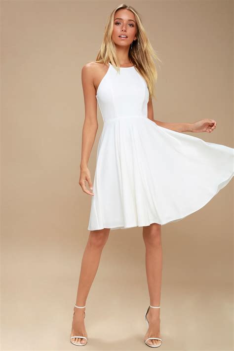 Irresistible Charm White Midi Dress Cute White Dress White Skater