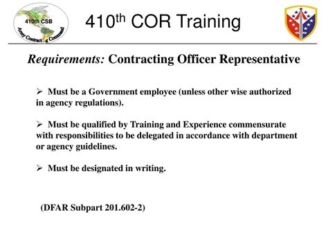 Ppt Contracting Officer Representative Cor Appointment And