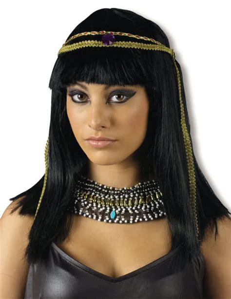 cleopatra perücke mit haarband schwarze pharaonin perücke karneval universe