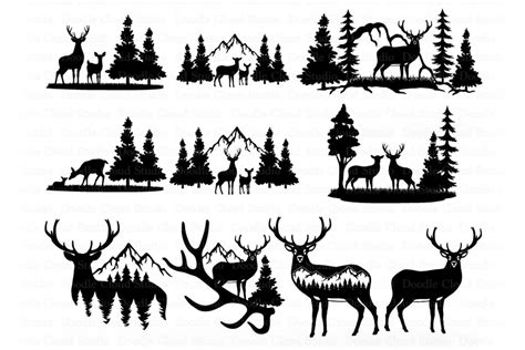 Deer Bundle SVG, Deer and Mountains SVG Cut Files. Wildlife. (775132